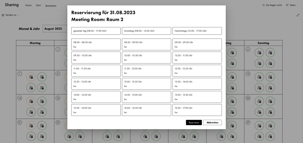 SharePoint Reservation Tool